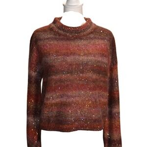 Banana Republic Alpaca Blend Metallic Knit Sweater Brown Long Sleeve Cozy Luxe